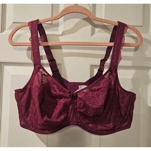 Rosa Faia Selma Bra 42F Burgundy Berry Wine Lace Underwire Spacer Cup